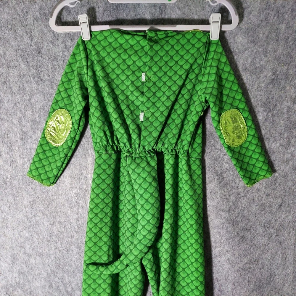 PJ Masks Gekko Costume 5 6‎ Jumpsuit Mask Tail Halloween Dress Up Embroidered